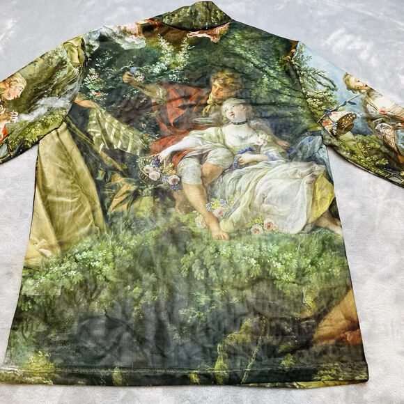 Current Mood Da Vinci Demons Top Womens 1X Mesh Rave Long Sleeve Sheer Goth - Picture 2 of 8